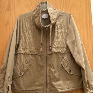 Loft Khaki Colored Casual Jacket with Versatile Collar